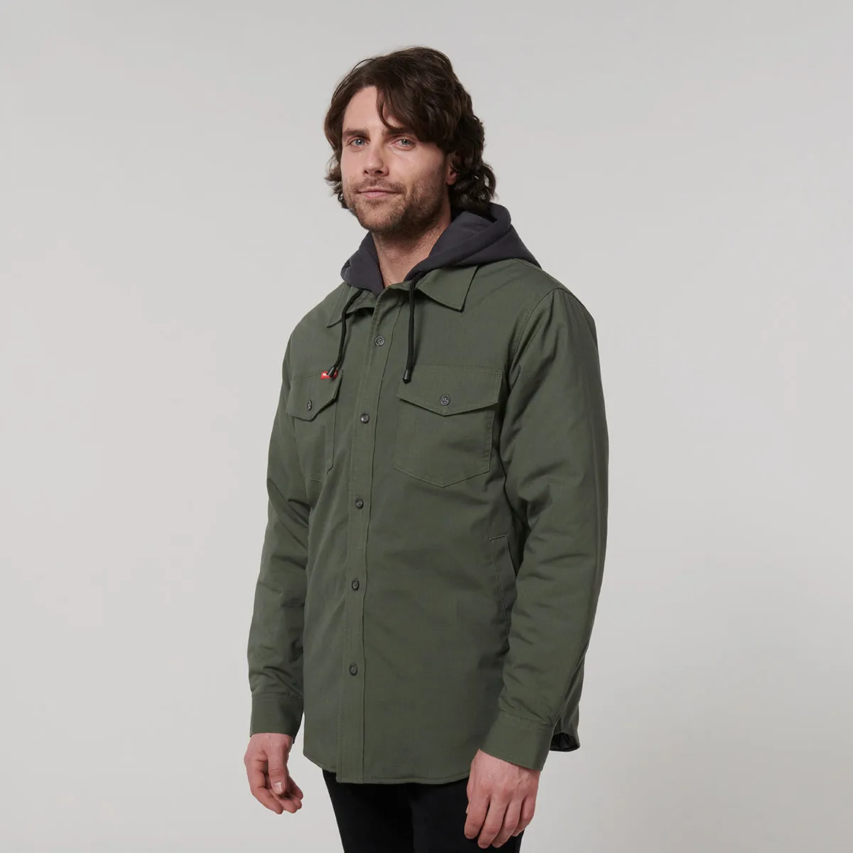Hard Yakka Men's Quilted Shacket - Military Green