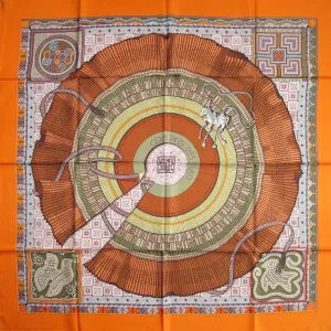 Hermes 2010 cw08 Orange Terracota Cent Plis des Miao Twill 90cm New