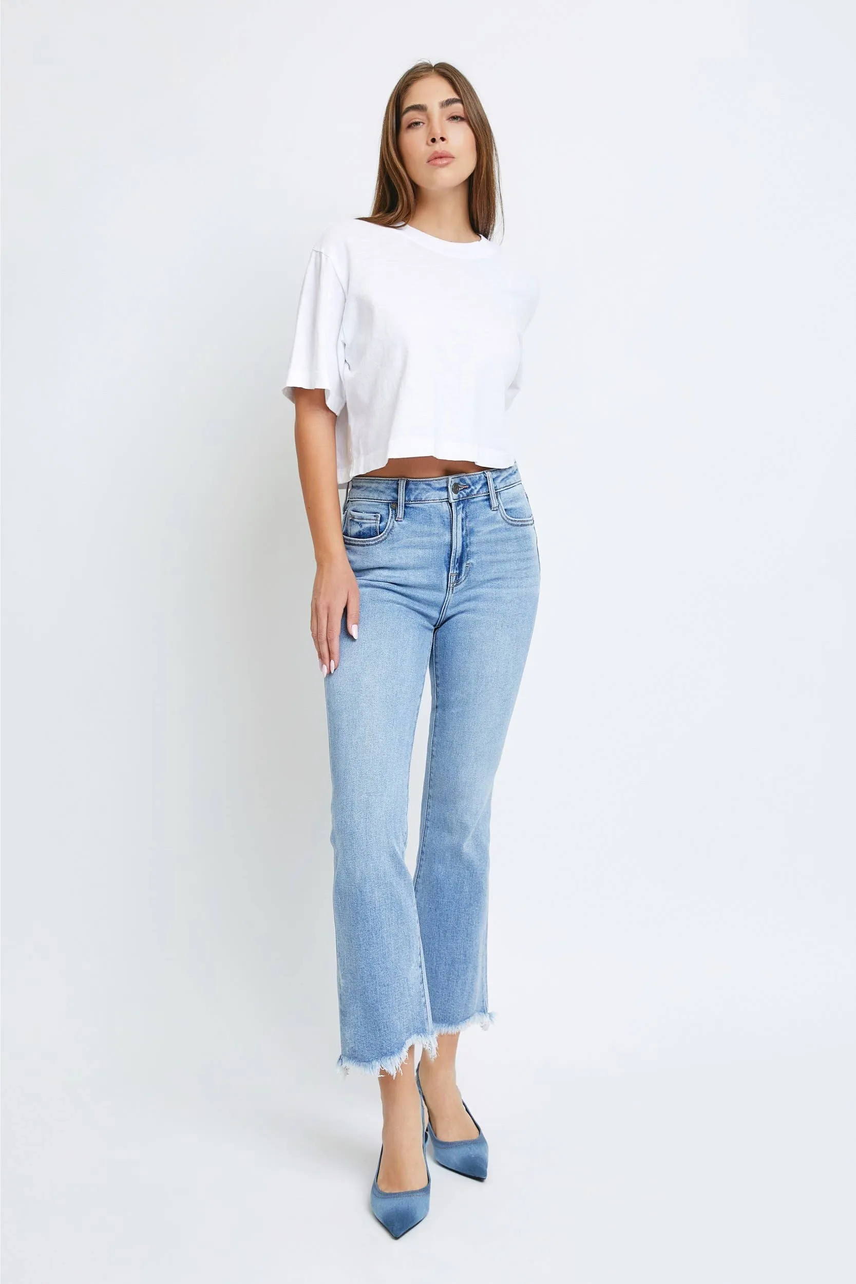 Hidden Happi Clean Frayed Hem Crop Flare - FINAL SALE