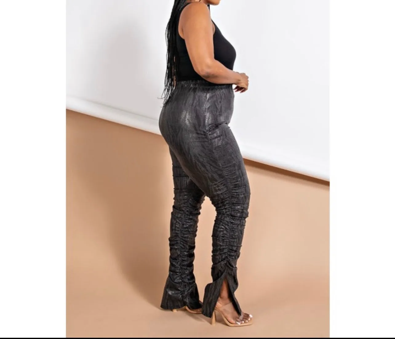 High Waist Shirred Pants