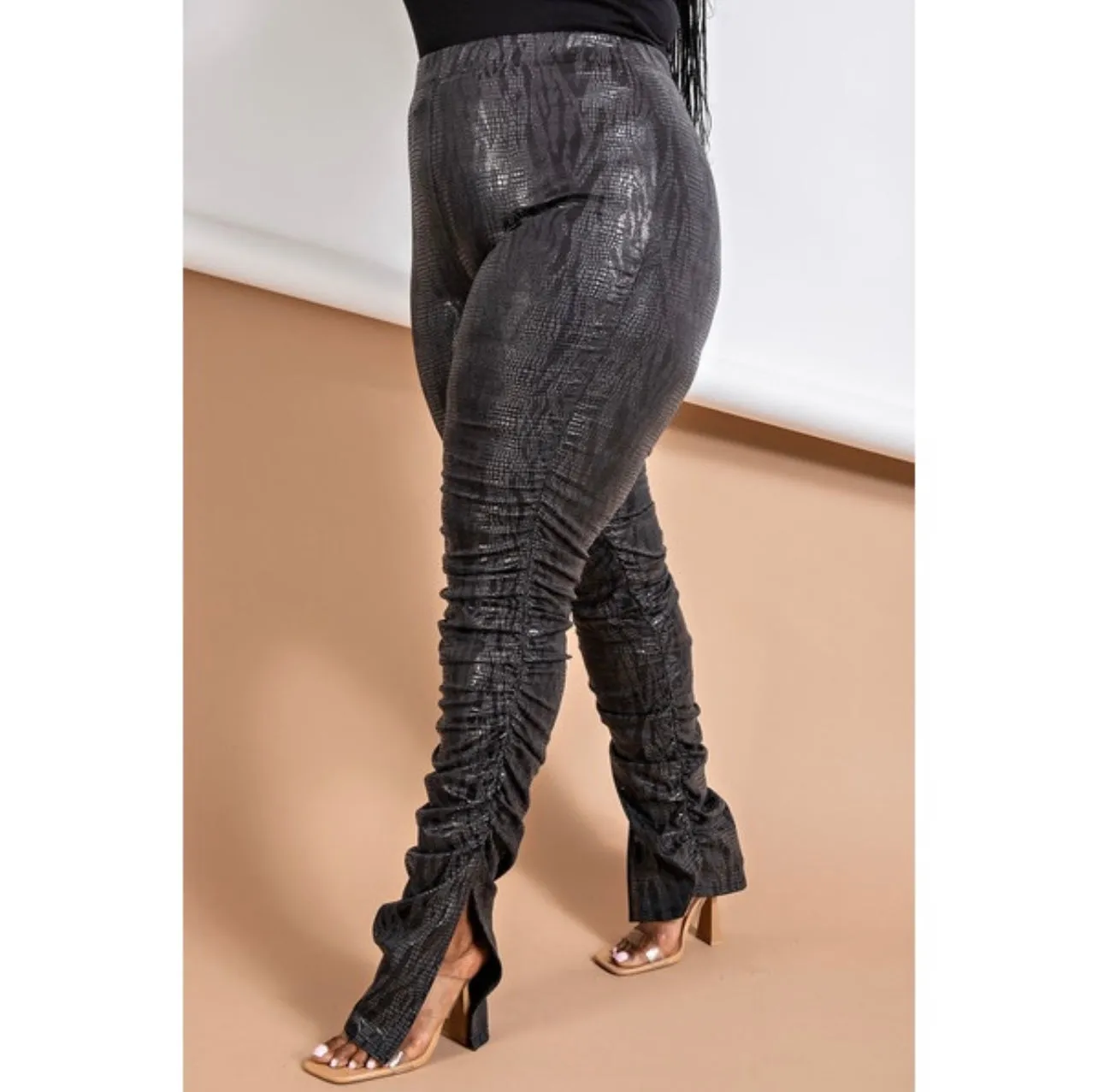 High Waist Shirred Pants