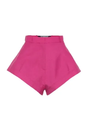 High Waist Wool Gabardine Rosa Pink Shorts