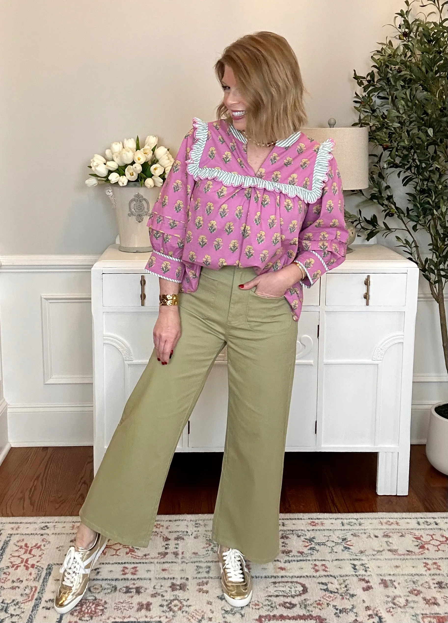 High Waisted Ankle Pant | Lt. Olive