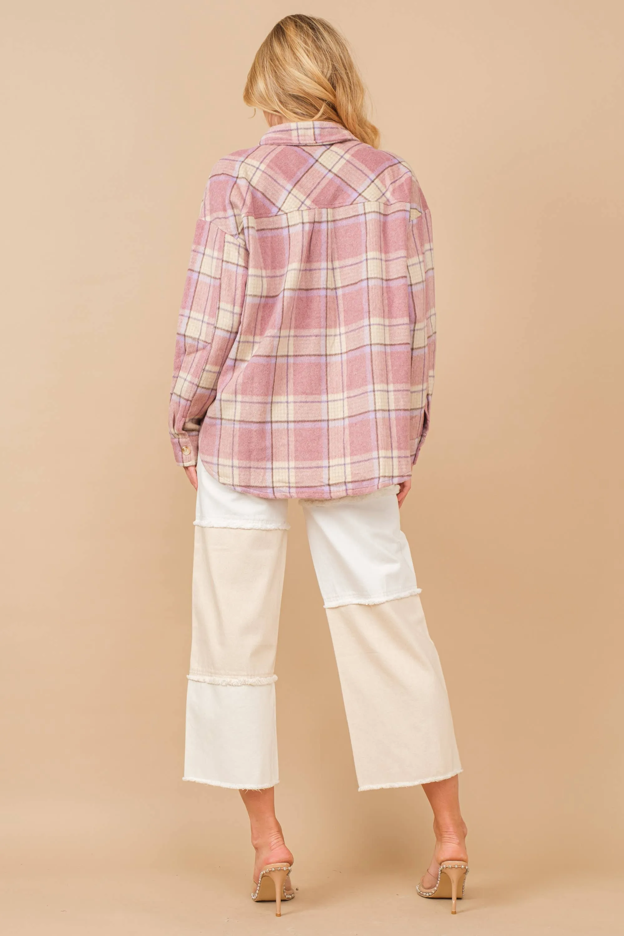 High Waisted Color Block Distressed Frill Twill Pants