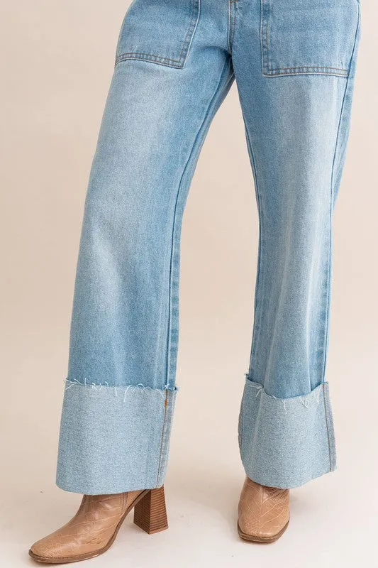 HIGH WAISTED CUFF LEG JEANS
