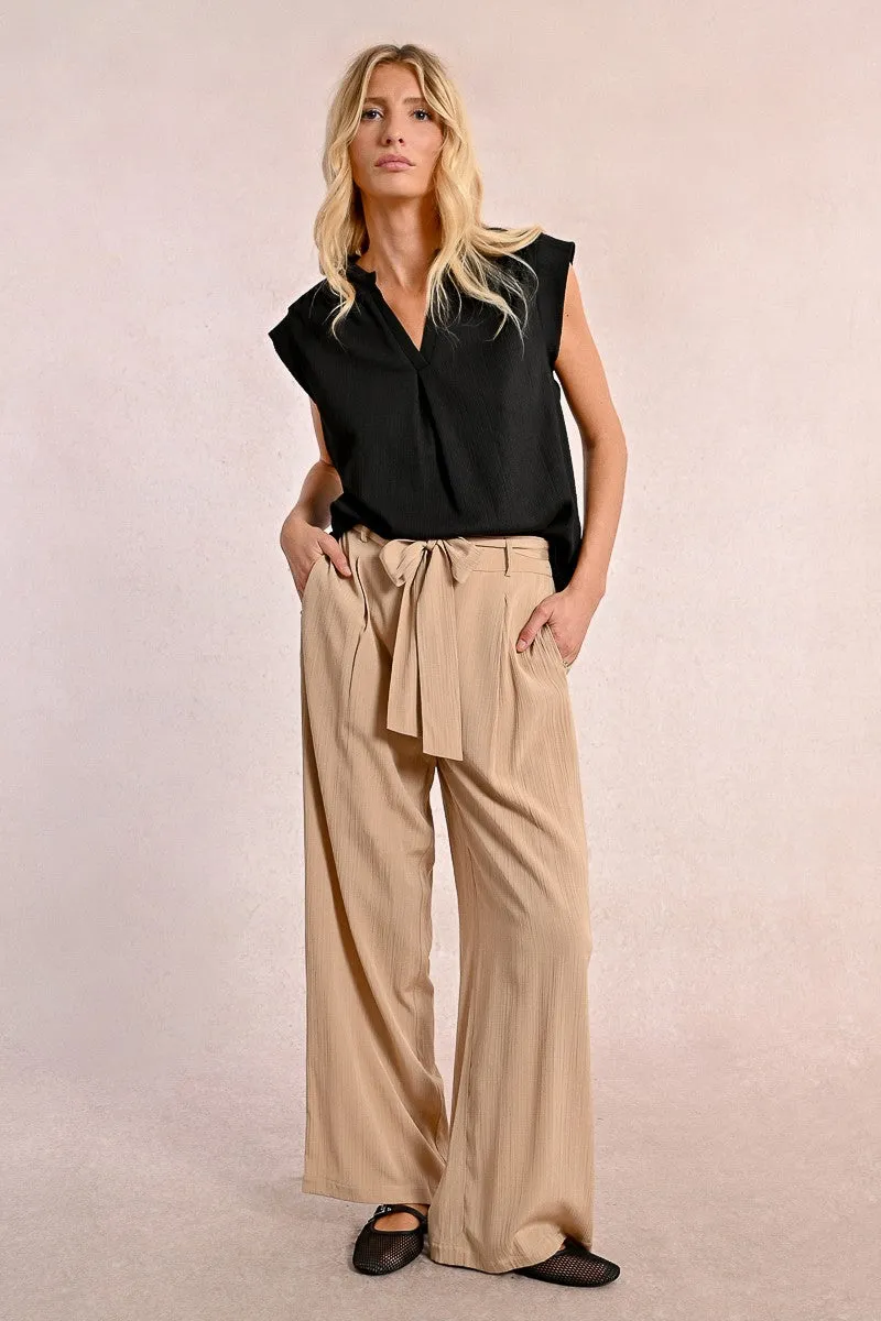 HIGH-WAISTED PANTS, TIE WAIST