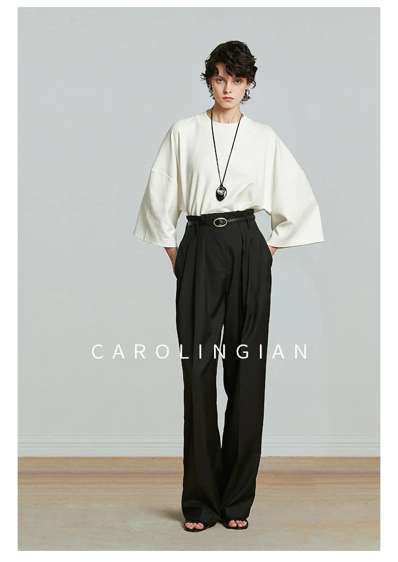 High-Waisted Pleated Trousers