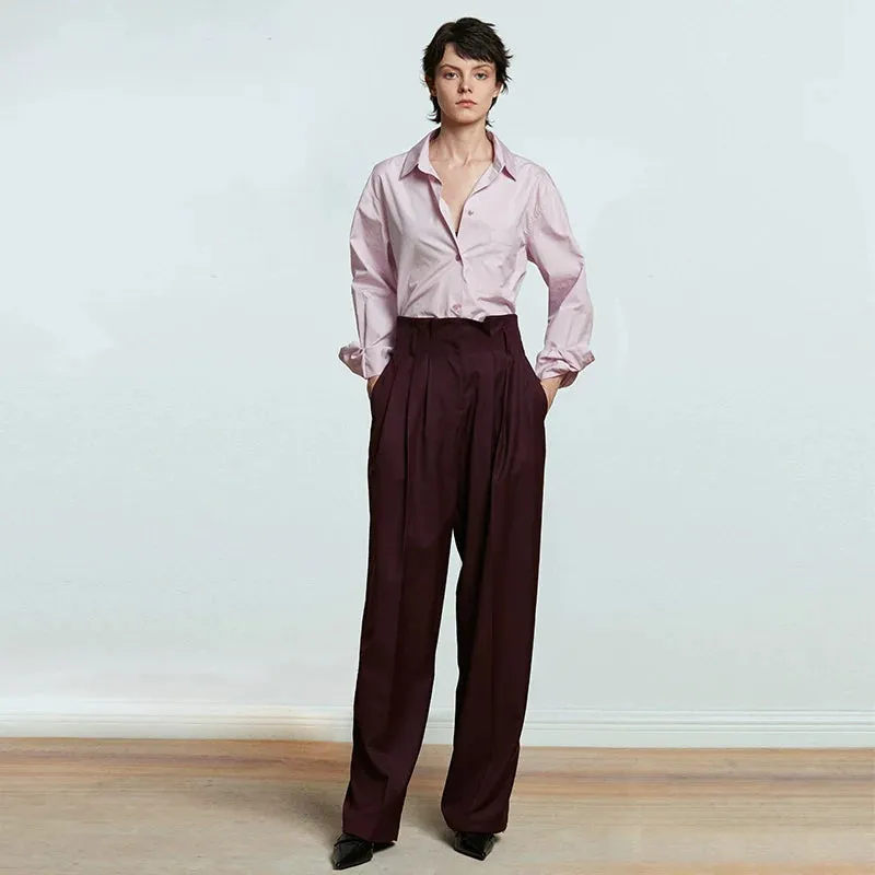 High-Waisted Pleated Trousers