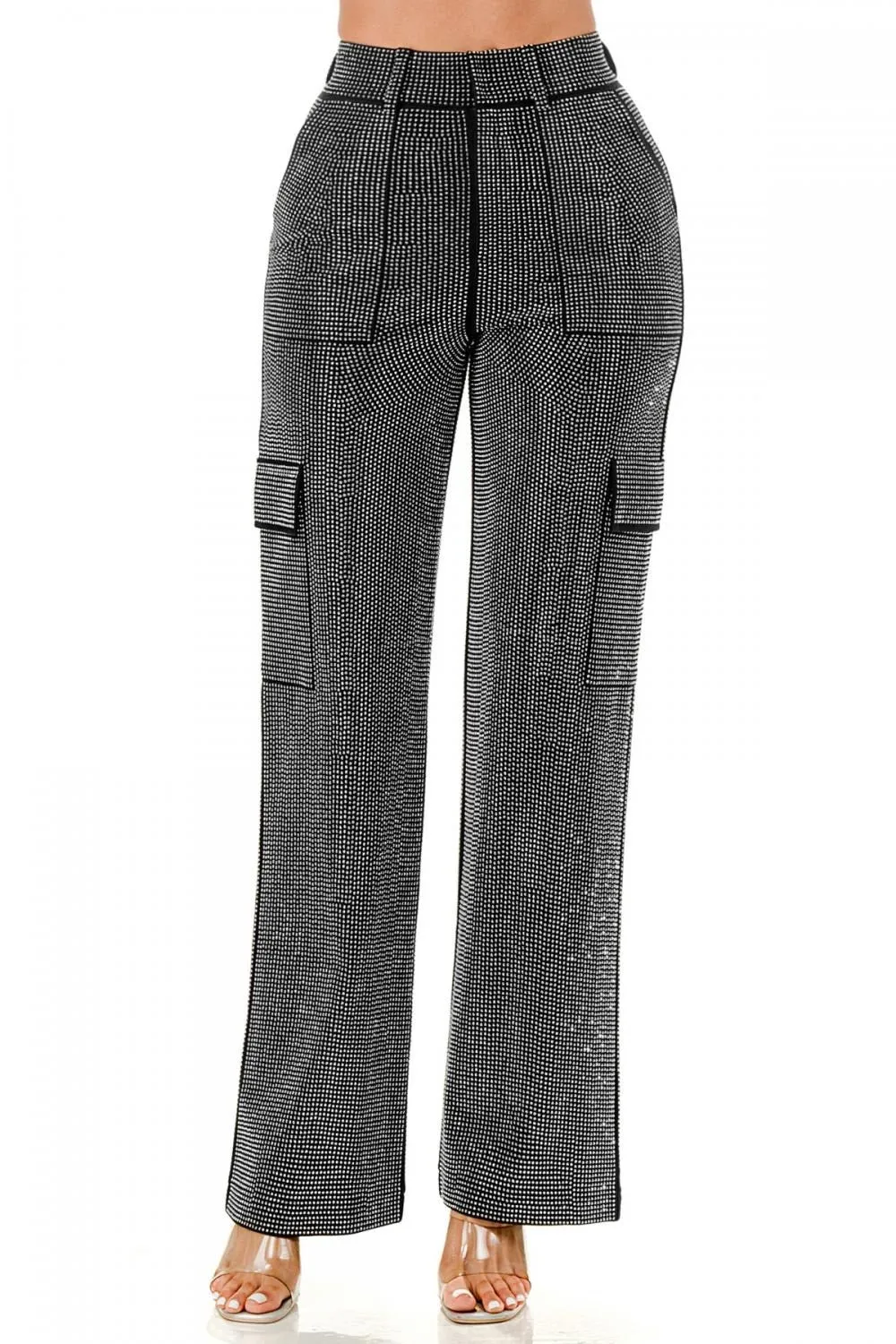 HIGH WAISTED RHINESTONE PANTS