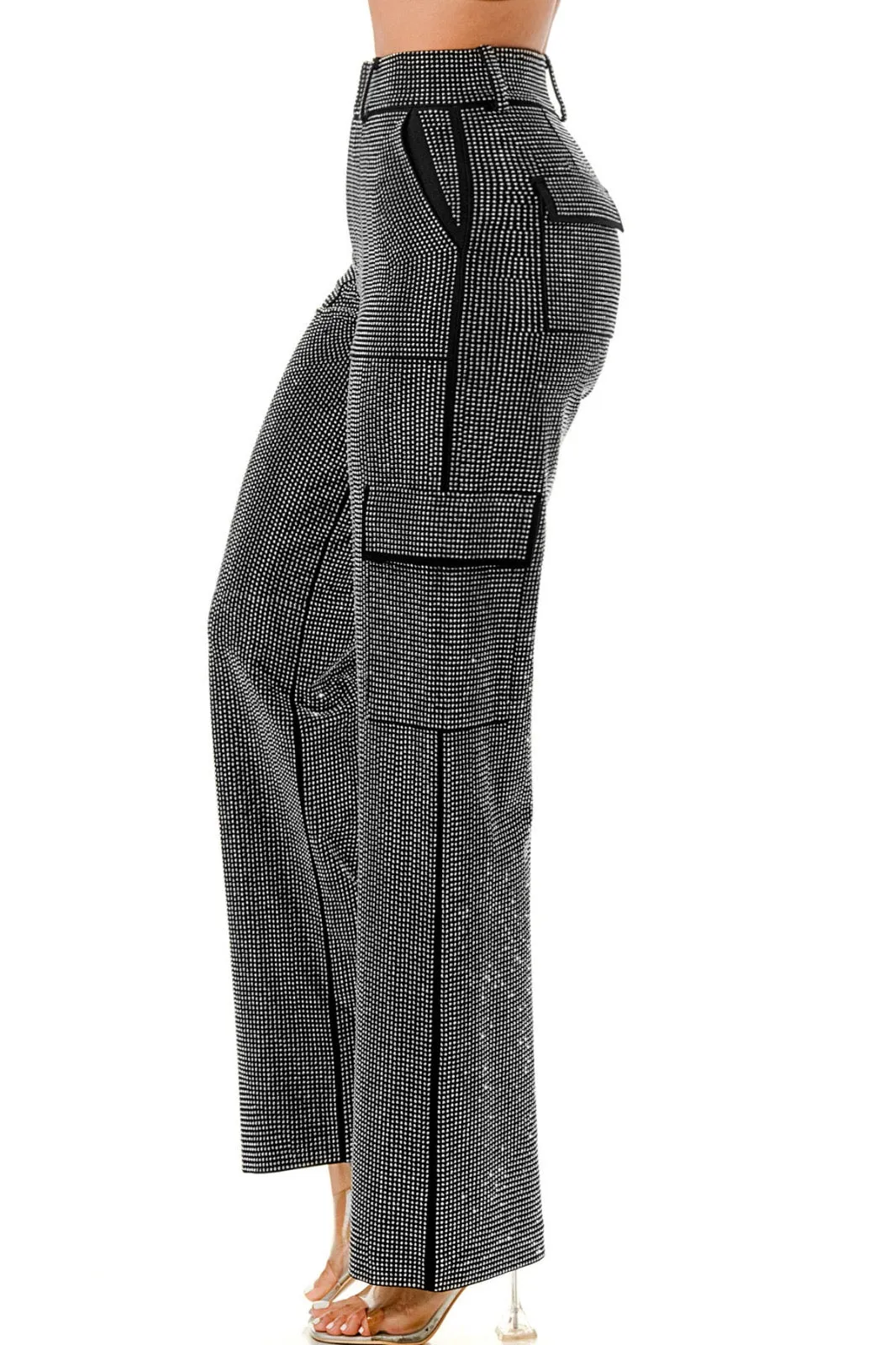HIGH WAISTED RHINESTONE PANTS