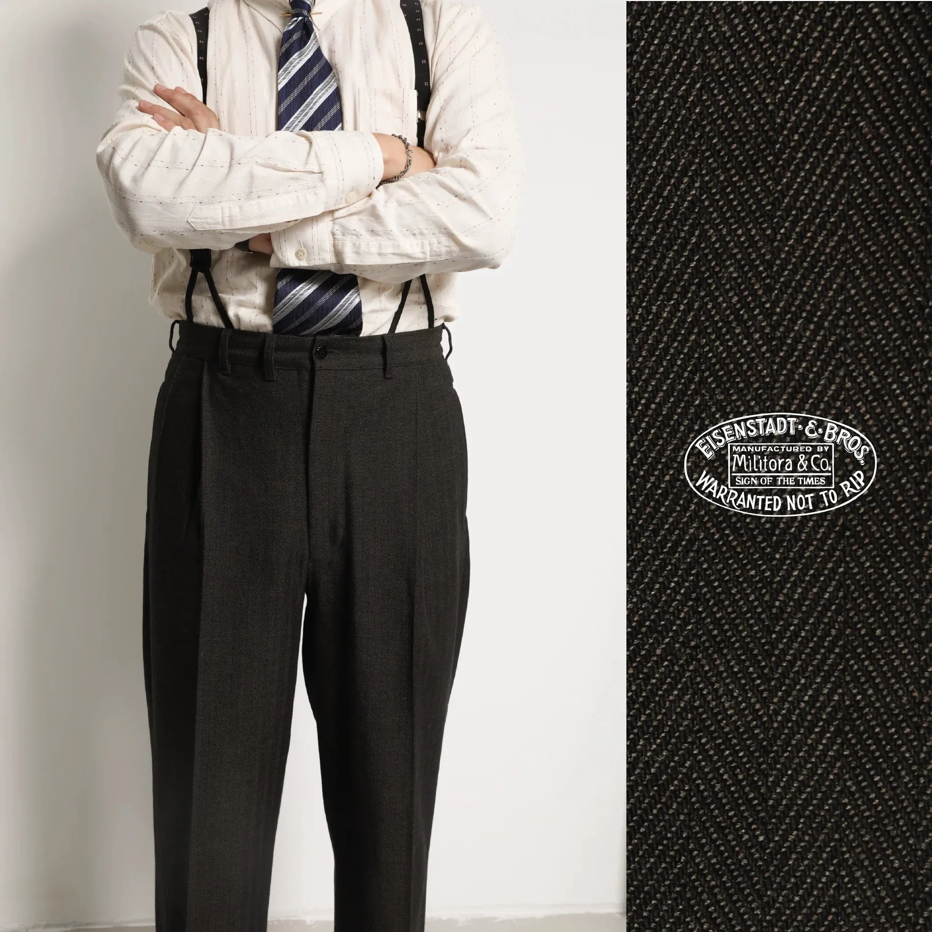 High-Waisted Wool Blend Trousers