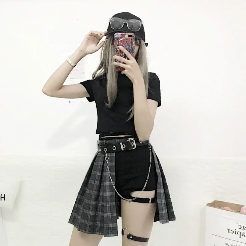 Hip Hop shorts   plaid skirt set yc20939