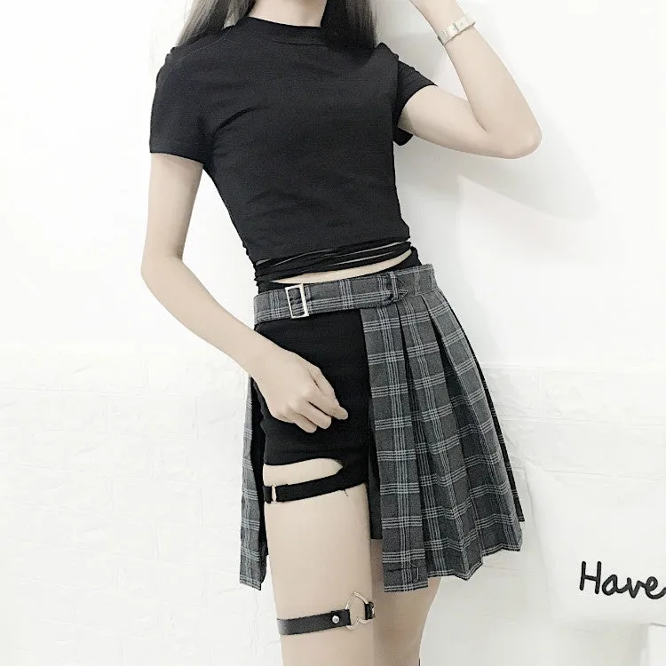 Hip Hop shorts   plaid skirt set yc20939