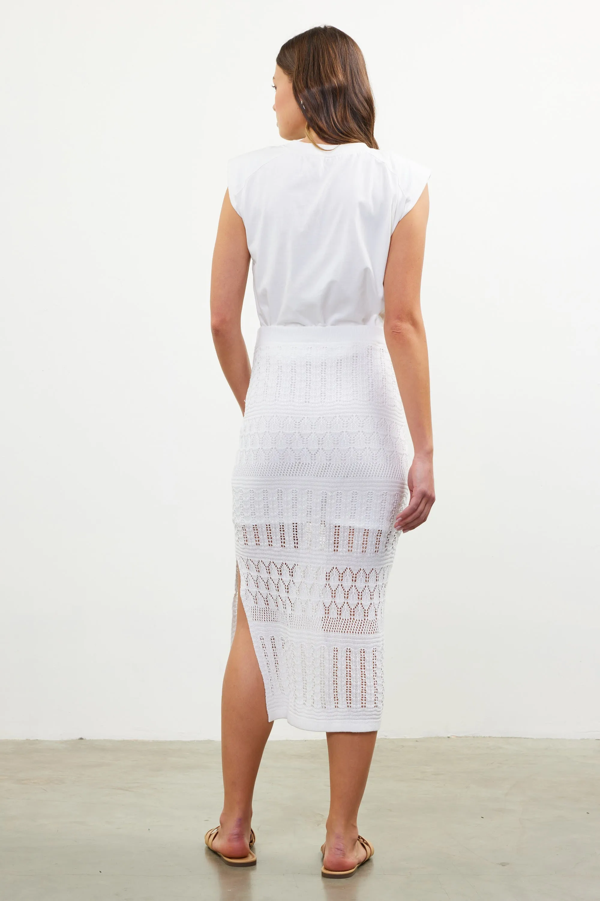 Honeycomb Crochet Midi Skirt