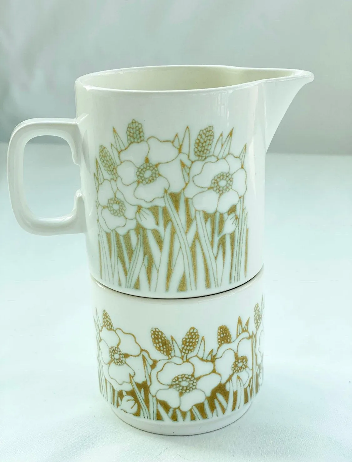 Hornsea Fleur England Creamer and Tea Cup - 70s