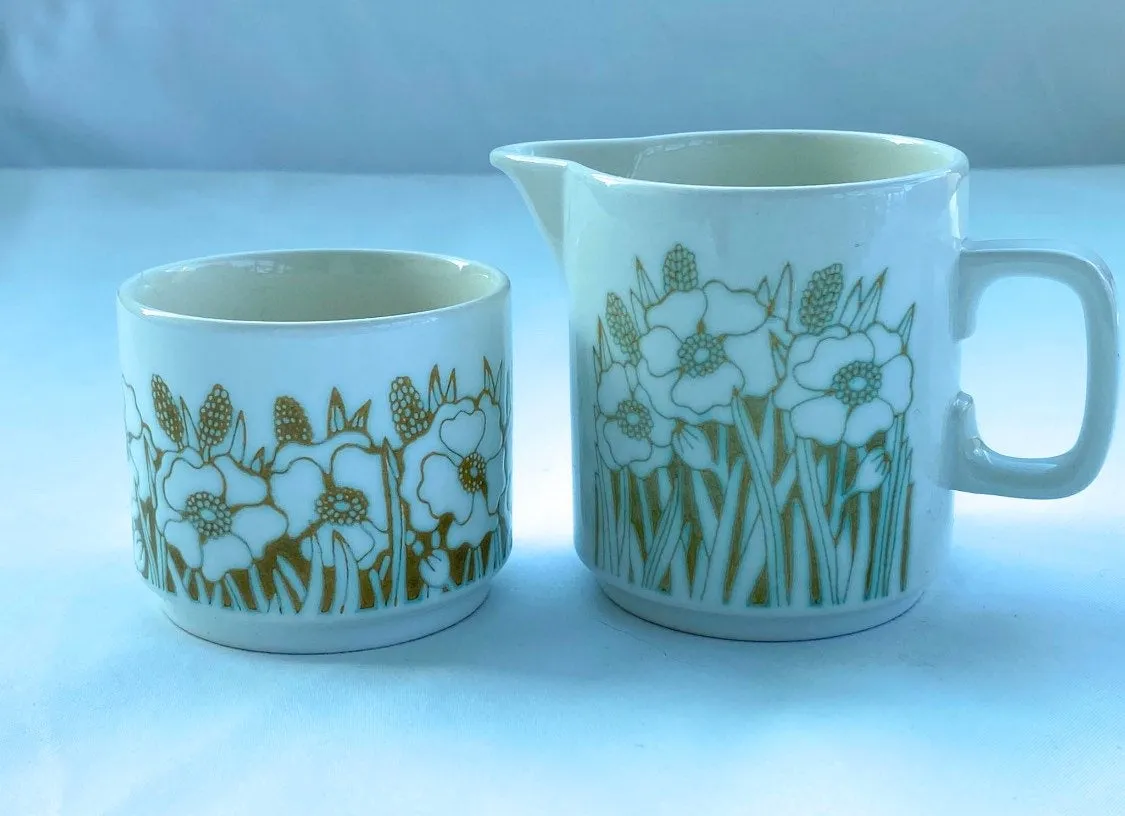Hornsea Fleur England Creamer and Tea Cup - 70s