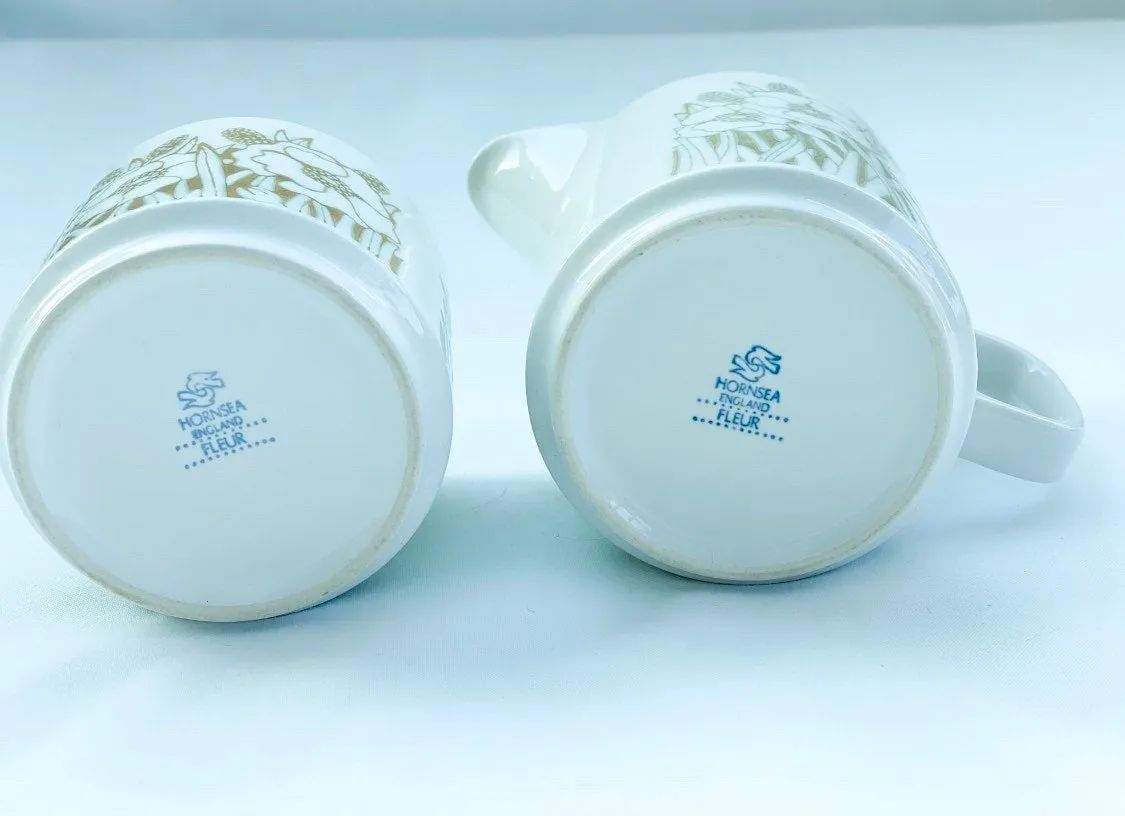 Hornsea Fleur England Creamer and Tea Cup - 70s
