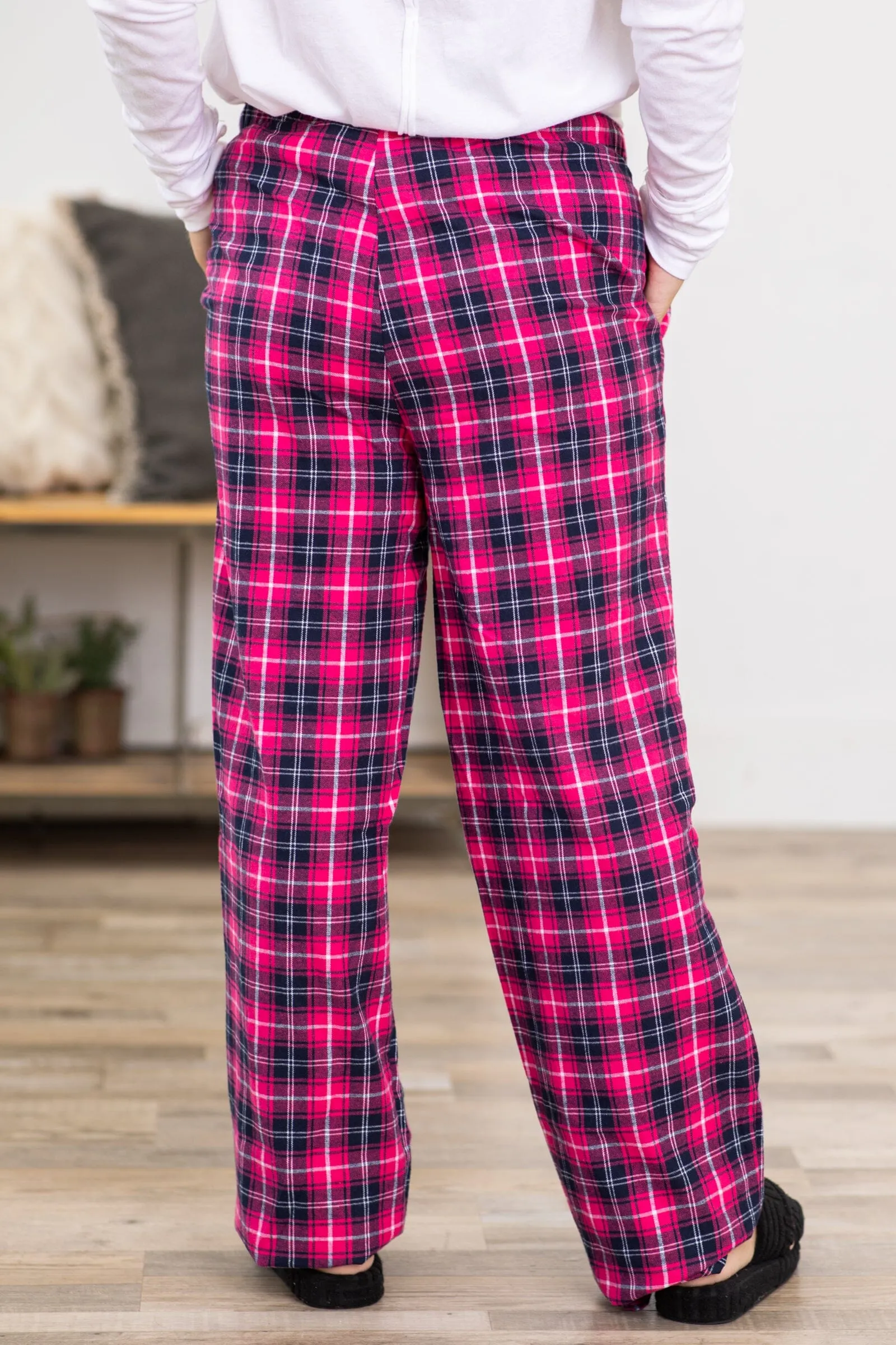 Hot Pink and Navy Plaid Lounge Pants