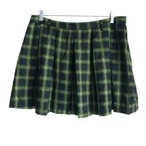 Hot Topic Women's Skirt Size L Plaid Green Pleated Y2K Vintage Retro Zip Up