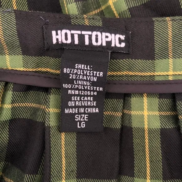 Hot Topic Women's Skirt Size L Plaid Green Pleated Y2K Vintage Retro Zip Up