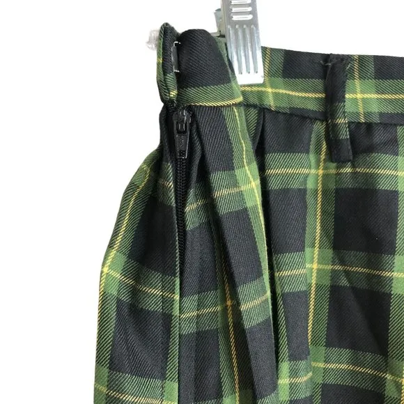 Hot Topic Women's Skirt Size L Plaid Green Pleated Y2K Vintage Retro Zip Up