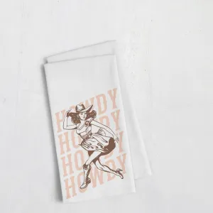 Howdy Tea Towel - Retro Cowgirl Design, 100% Cotton Kitchen Decor, Perfect for Texas Lovers - Sassy Gift Idea | Wild West Chic Collection