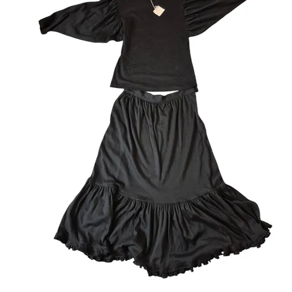 Ilya by Robert Krugman Vintage Jersey 2 pc Midi Dress/Skirt/Outfit Black Sz M