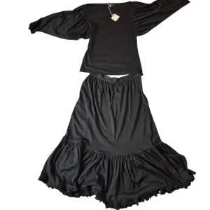 Ilya by Robert Krugman Vintage Jersey 2 pc Midi Dress/Skirt/Outfit Black Sz M