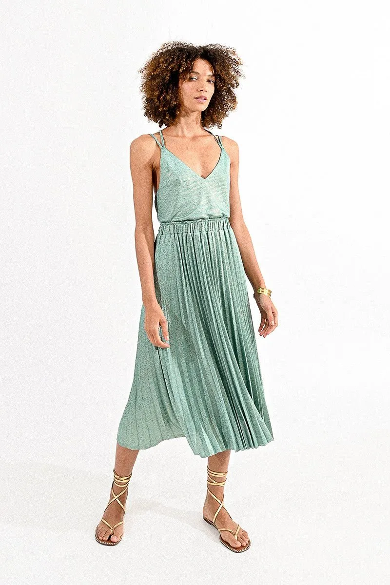 IRIDESCENT PLEATED SKIRT
