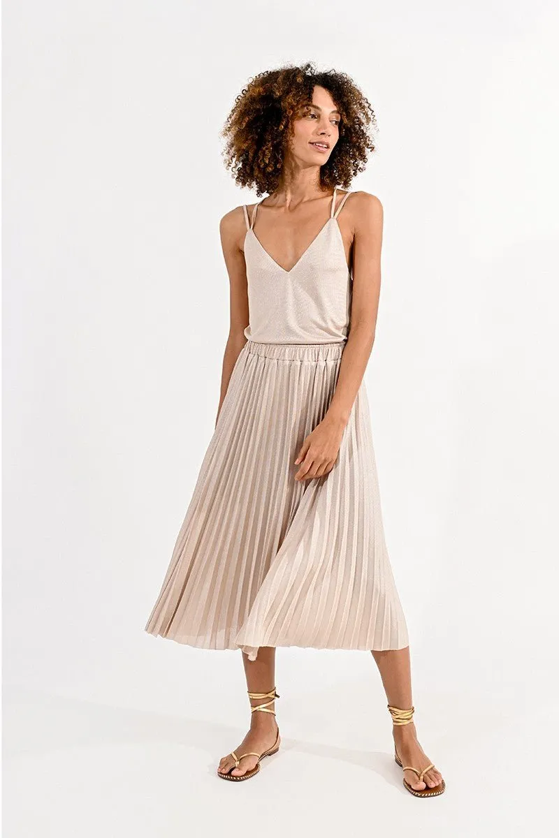 IRIDESCENT PLEATED SKIRT
