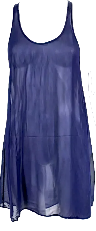 Isabel Marant Paris. Blue Viscose Long Sleeve Pleated Embroidered Shift Dress