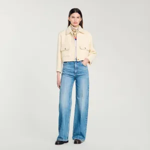 Isabela Cropped Tweed Jacket Ecru