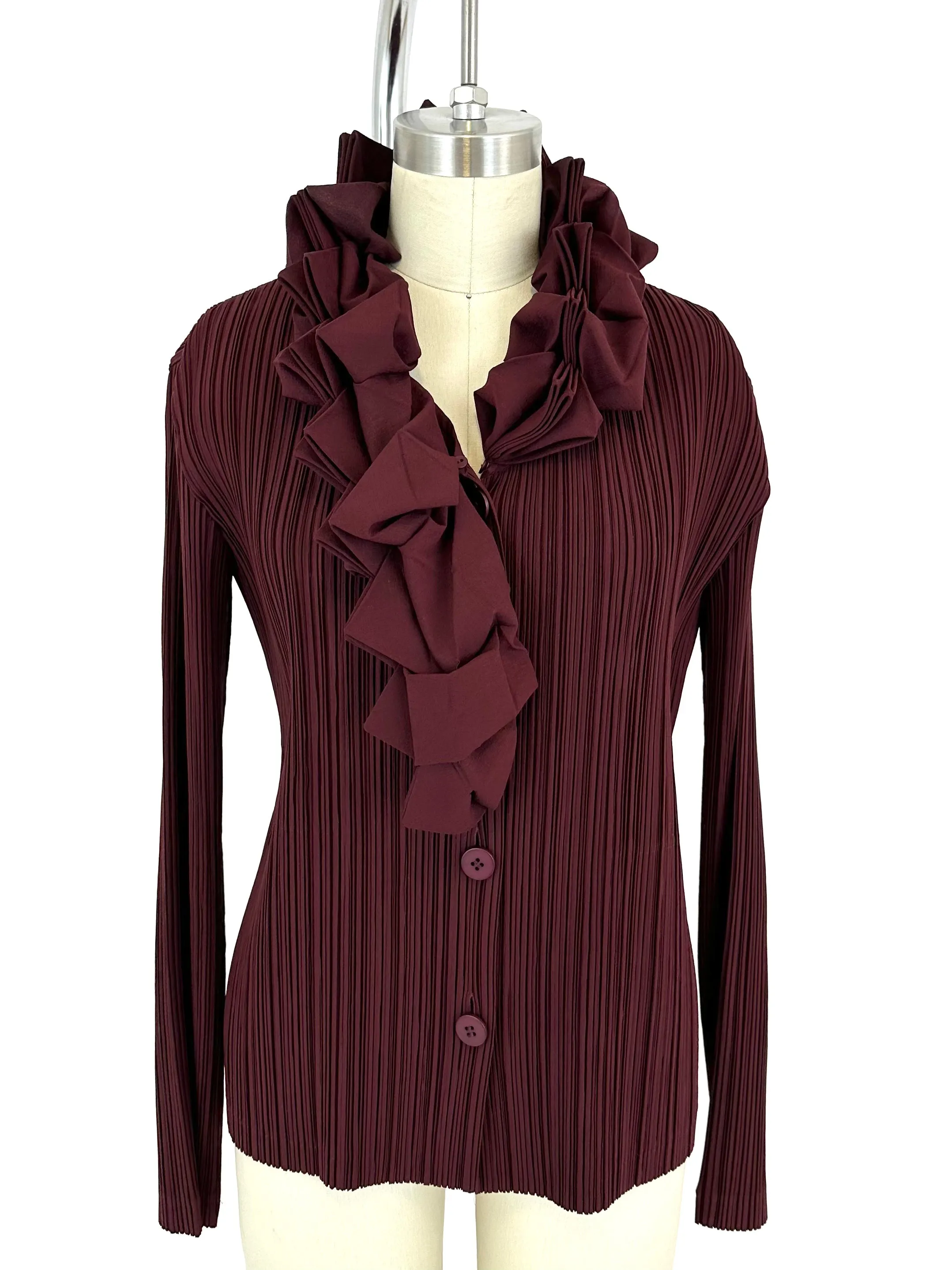 Issey Miyake Plissé Origami Collar Cardigan