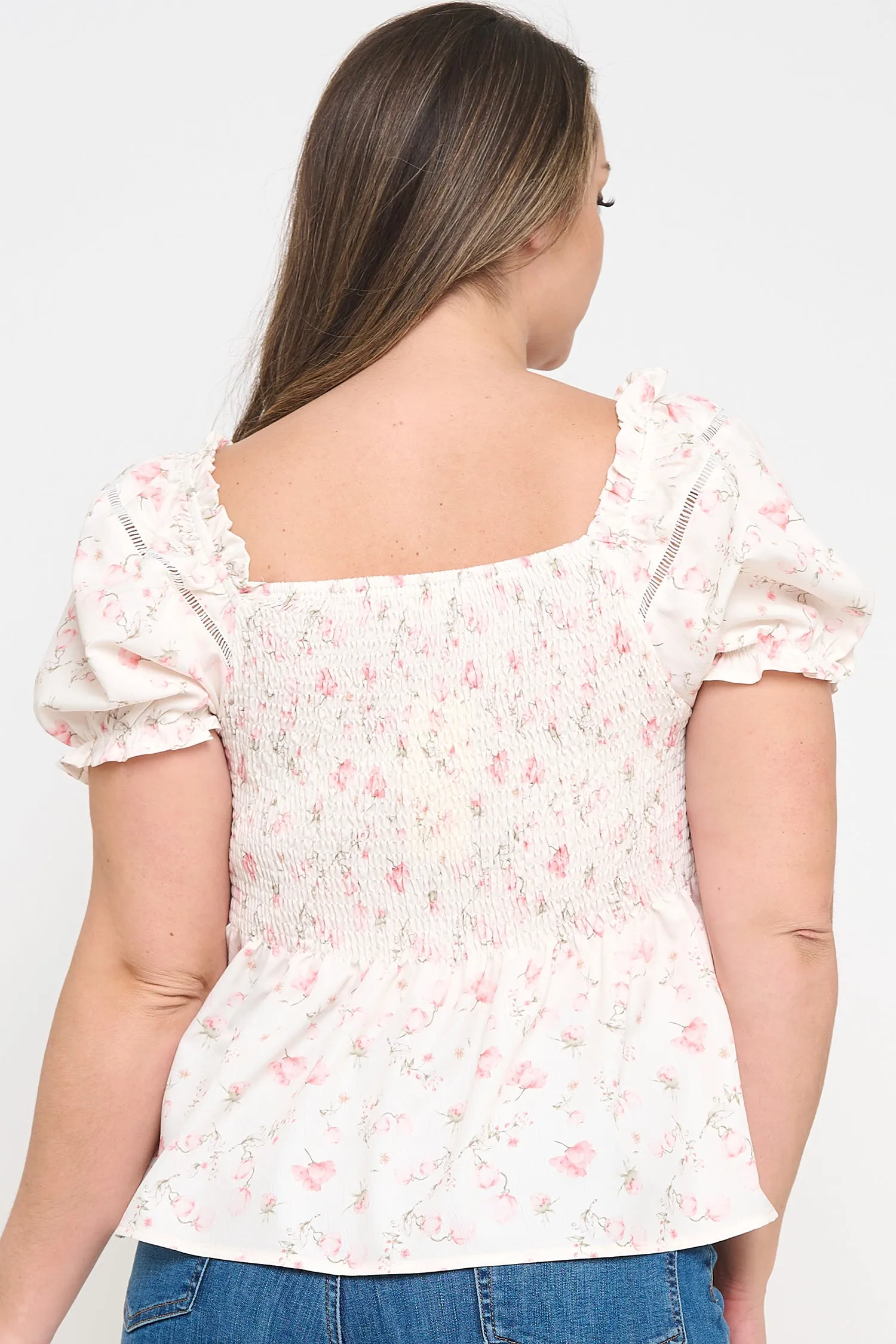 IT6228-PLUS | Tops | Junior Plus Short Sleeve Smocked Top