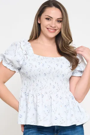 IT6228-PLUS | Tops | Junior Plus Short Sleeve Smocked Top