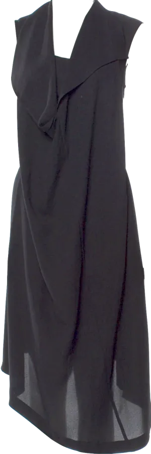 Ivan Grundahl Copenhagen. Black Semi-Sheer Square Neckline Midi Length Dress