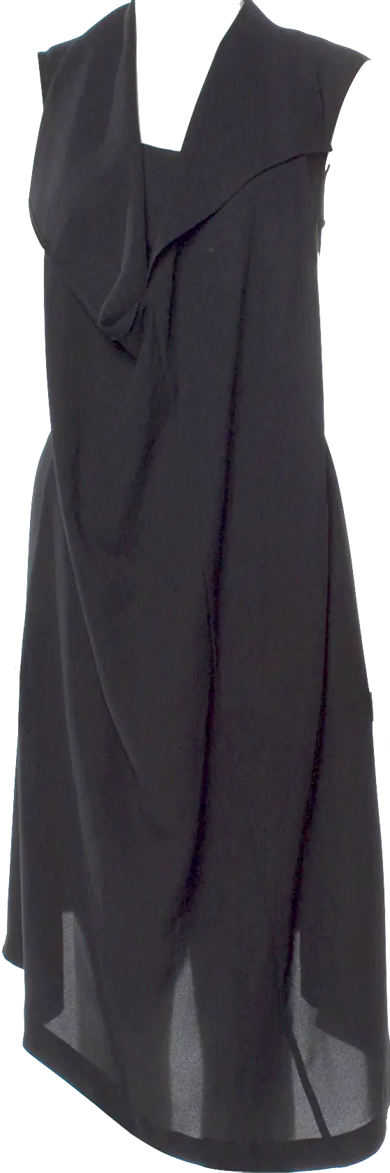 Ivan Grundahl Copenhagen. Black Semi-Sheer Square Neckline Midi Length Dress