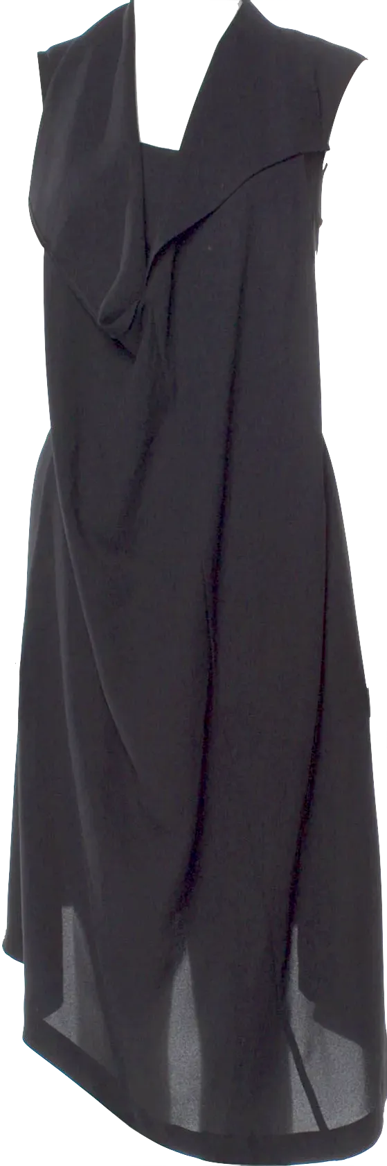 Ivan Grundahl Copenhagen. Black Semi-Sheer Square Neckline Midi Length Dress