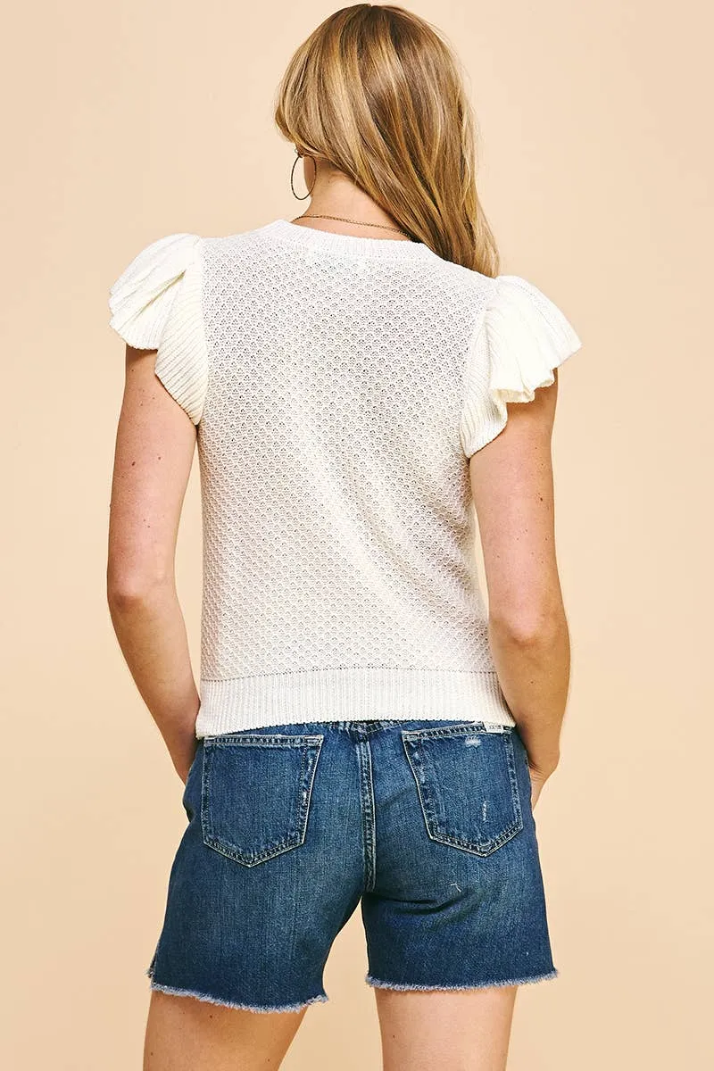 Ivory Crotchet Sweater Top