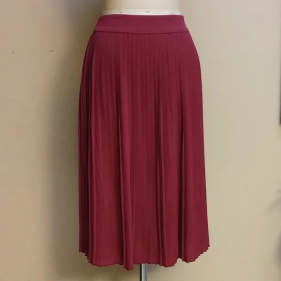 J Crew Deep Mauve Permanent Knife Pleated Chiffon Midi Skirt Size 4