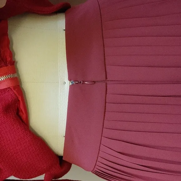 J Crew Deep Mauve Permanent Knife Pleated Chiffon Midi Skirt Size 4