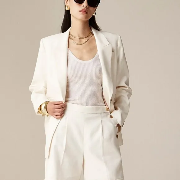 J. Crew Sailor pleated short in stretch linen blend Msrp $118.00