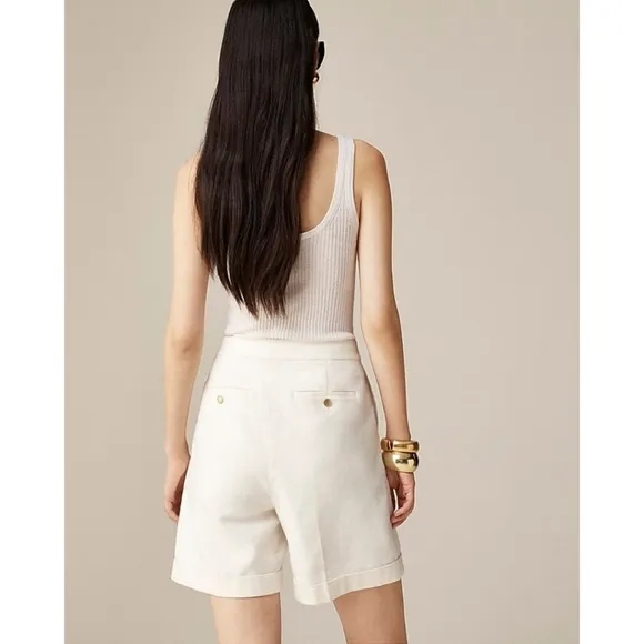 J. Crew Sailor pleated short in stretch linen blend Msrp $118.00
