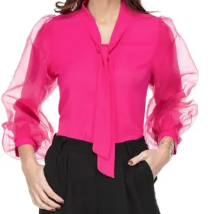 Jade Pink Organza Sleeve Blouse