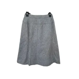 Jaeger London Vintage Gray  100% Wool High Waist A-Line Midi Skirt Sz 12 Britain