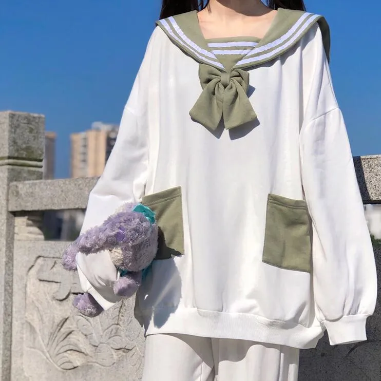 Japanese cute ear navy collar sweatshirt yc23609