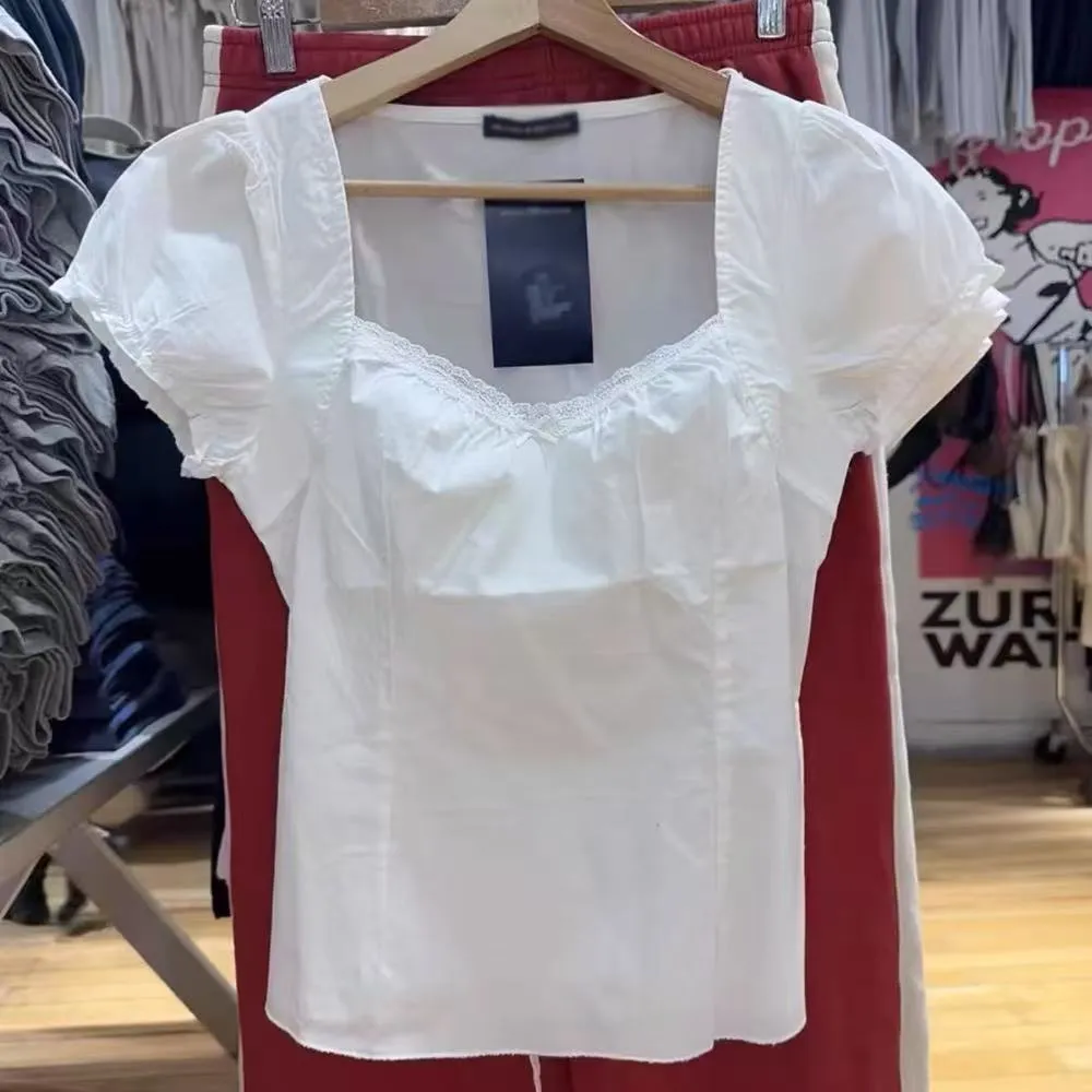 JazzHer Pink Striped Peter pan Collar Blouse Women New Casual Preppy Style Button Short Sleeve Tees Sweet Vintage Cute T-shirts Y2K Tops