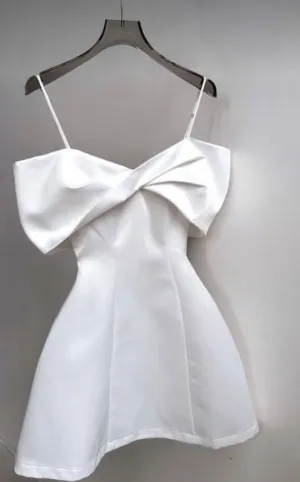 JazzHer Vintage A Line Spaghetti Straps White Cocktail Dresses Short Homecoming Dress (PRE-ORDER)