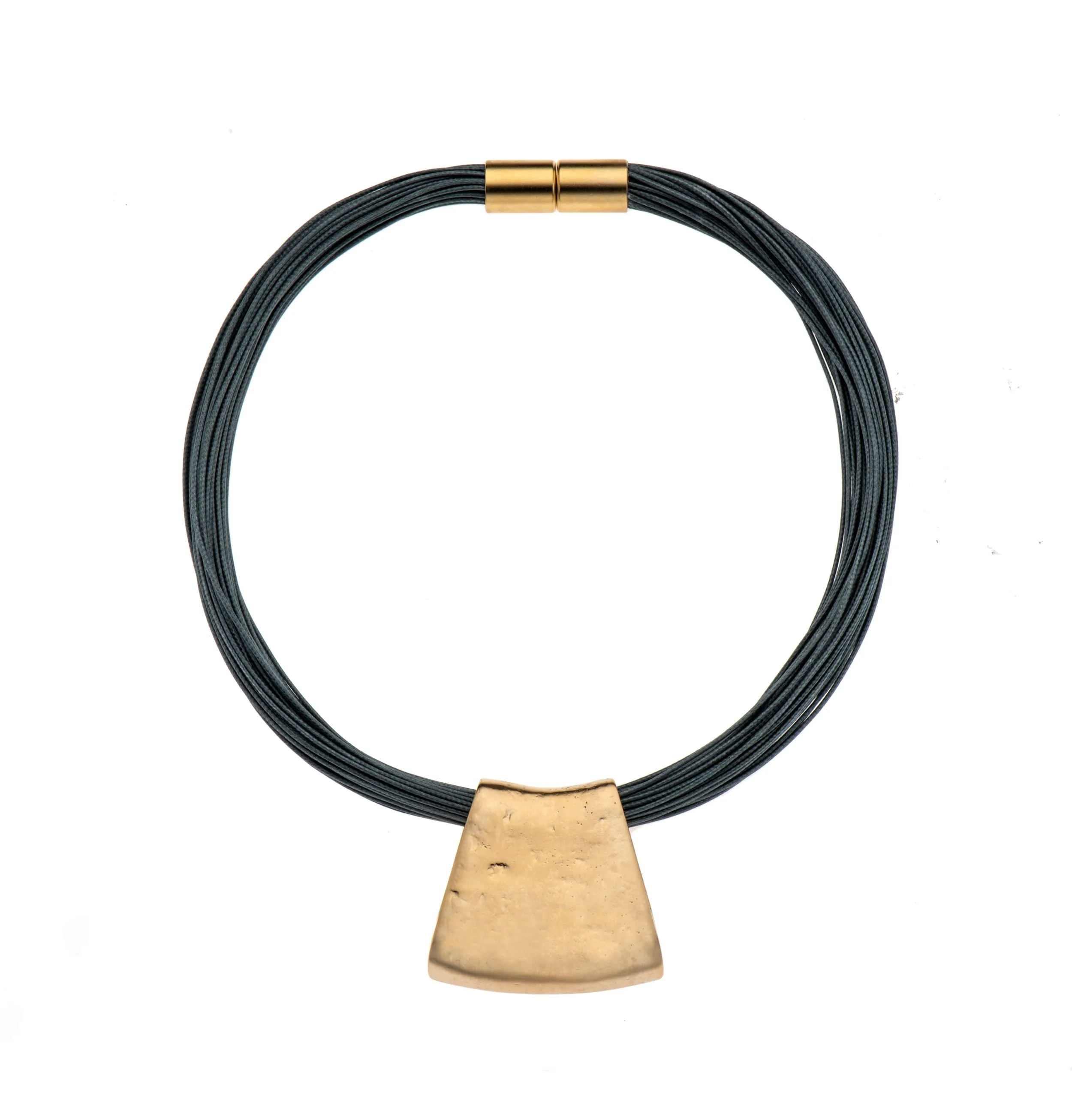 Jessica - Bold grey and black cords with 24K gold pendant necklace