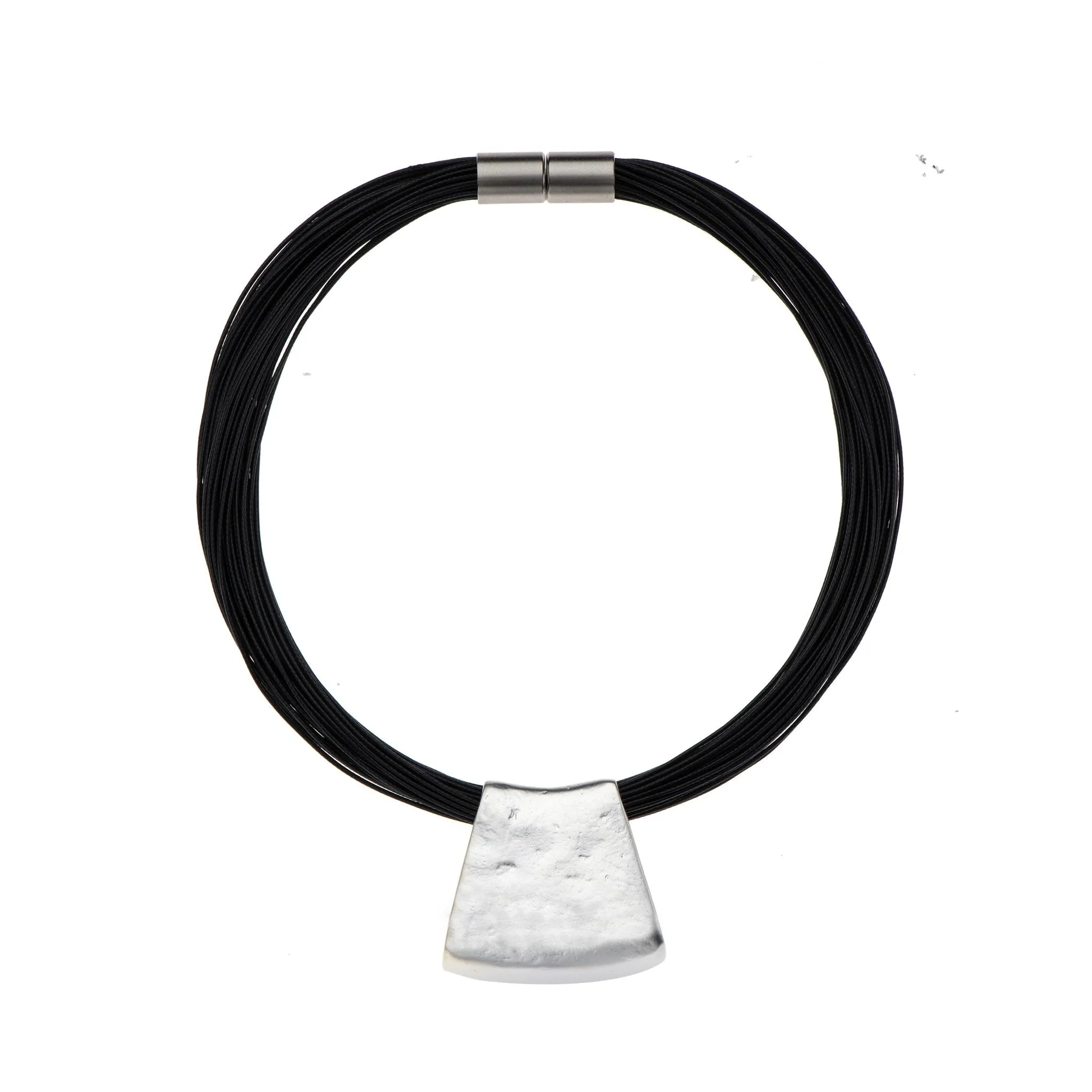 Jessica - Bold grey and black cords with 24K gold pendant necklace